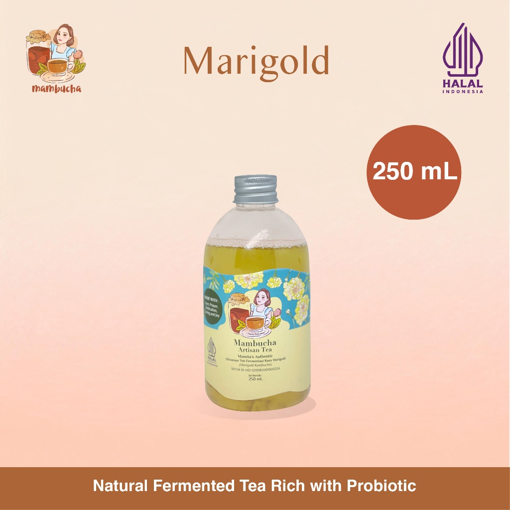 

Kombucha Teh Fermentasi Marigold Mambucha 250 ml