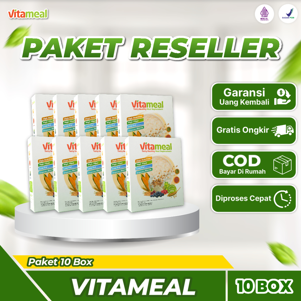 

10 BOX VITAMEAL - Sereal Sehat Multigrain Atasi Diabetes Menurunkan Gula Darah Mengatasi Kencing Manis Diabetes Melitus