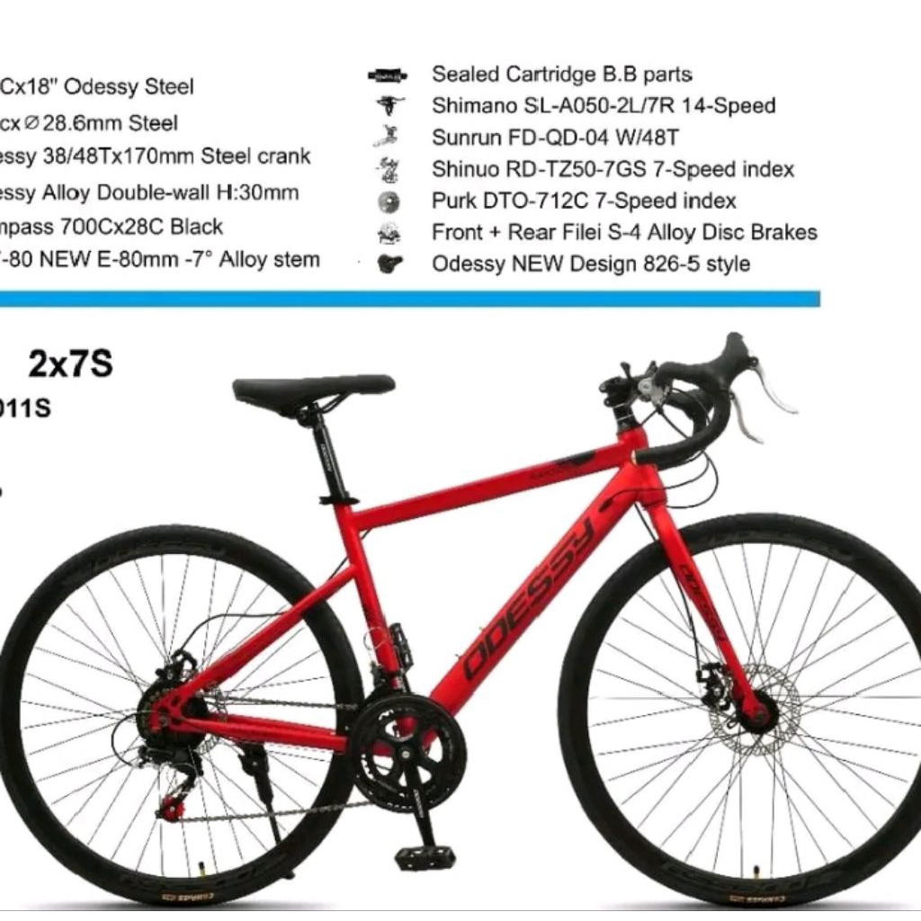 Sepeda Roadbike Balap ODESSY MT 1010S (STEEL,14 Speed, Rem Cakram)