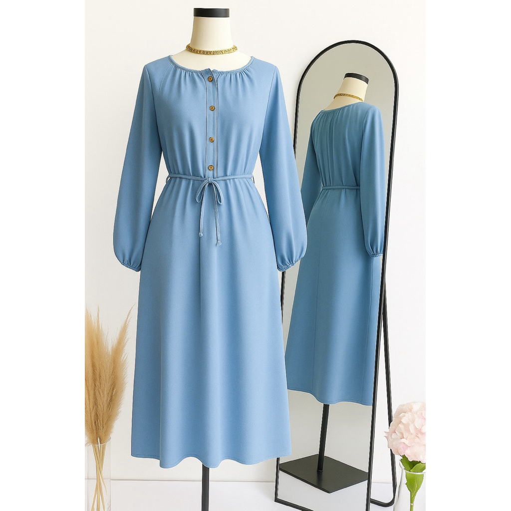 RY- gamis wanita-gamis denim wanita kekinian-mini dress jeans wash premium import