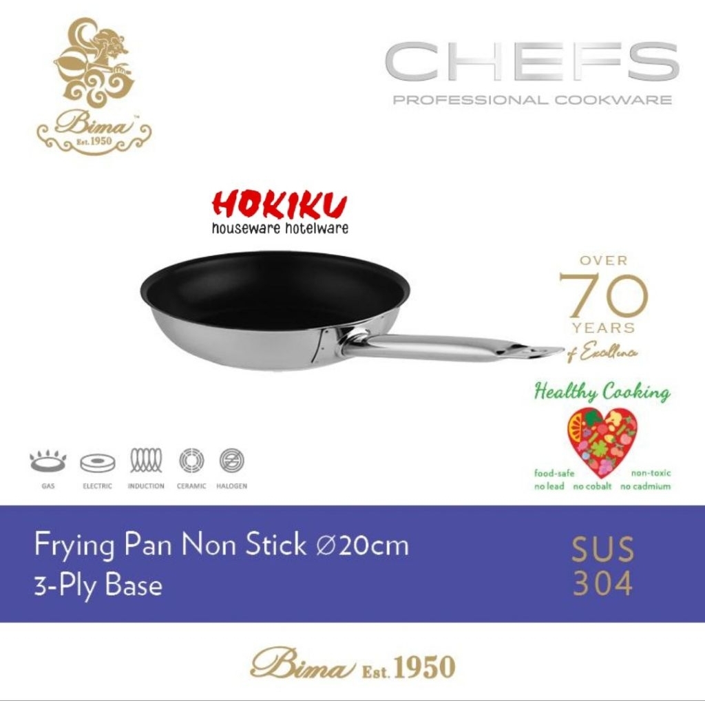 BIMA CHEF FRYING PAN NON-STICK TEFLON PLATINUM 20 CM SUS 304 BP1901620