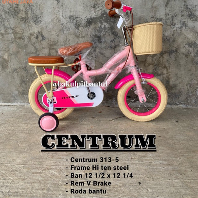 sepeda anak cewek keranjang mini ring 12 centrum 313 model klasik | Sepeda roda 4 | sepeda anak