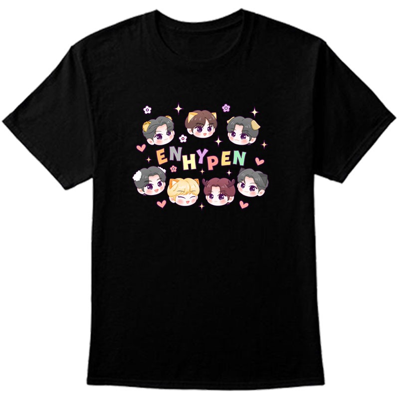 Kaos Jay Niki Sunghoon Kpop Korea Chibi Lucu Wanita Tshirt Anak Cewek Oversize Lengan Pendek