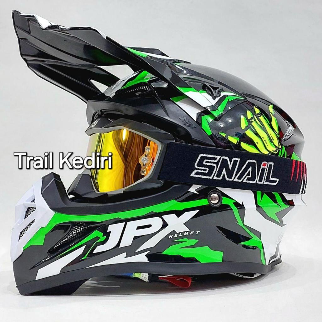 Jpx Fox1 X49 Glossy Black Green Helm Cross Trail Google