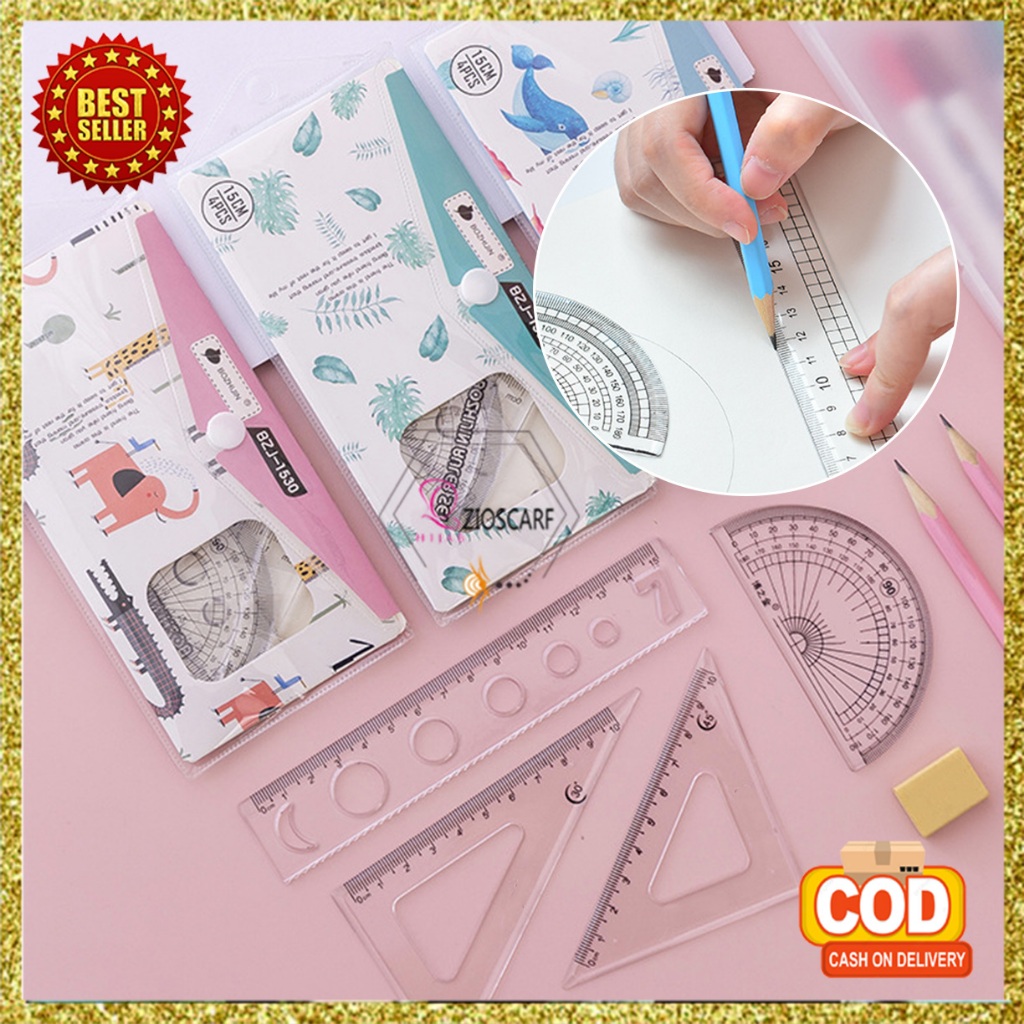 

Penggaris Set Lengkap 4 in 1 Alat Tulis Menggambar Mengukur Perlengkapan Sekolah Kekinian