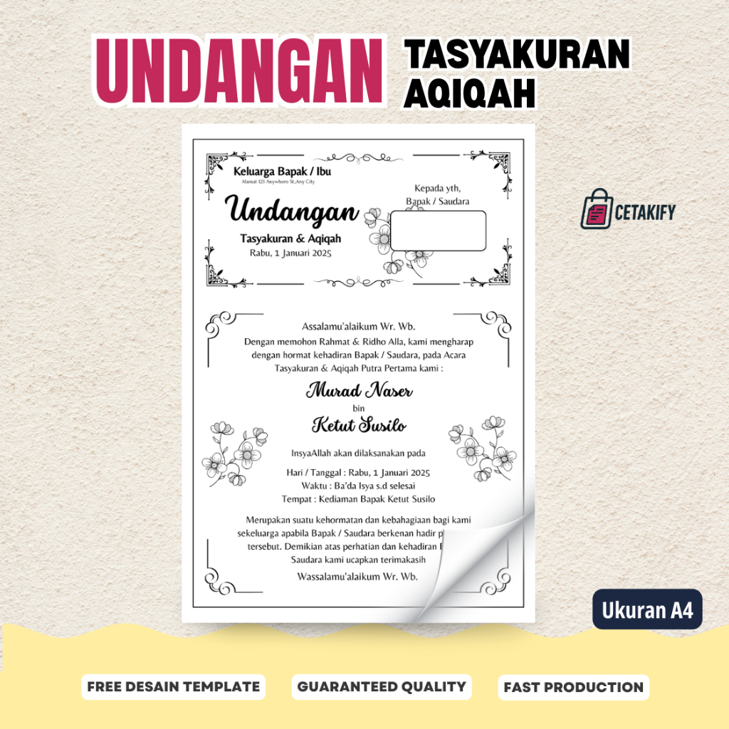 

Undangan Tasyakuran Aqiqah / Undangan Walimah Aqiqah