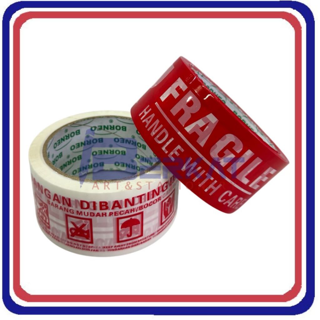 

Lakban Isolasi FRAGILE Merah Putih 2 Inch 48mm x 50m BORNEO