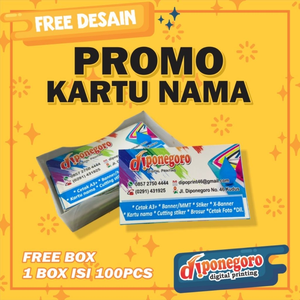 

Cetak Kartu Nama FREE DESIGN FREE BOX (isi 100pcs)