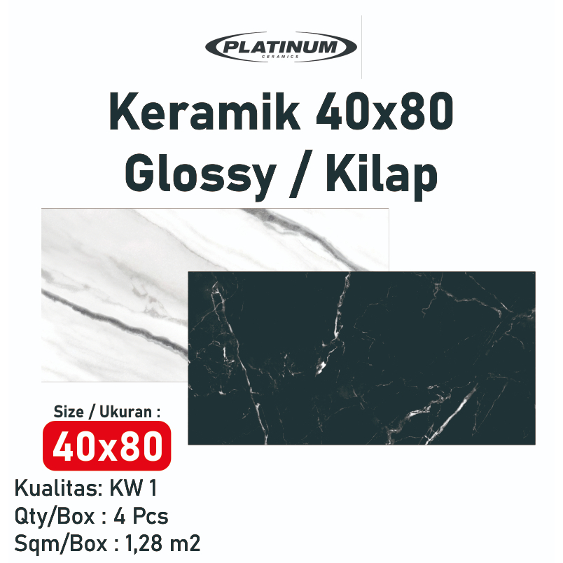 Keramik 40x80 Platinum Kw 1 Glossy / Kilap