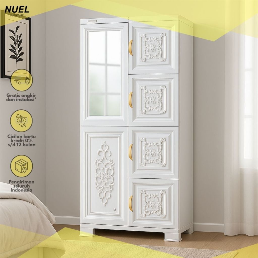 NUEL Lemari Pakaian Napolly Plastik 3 Pintu Gantungan - CABRO