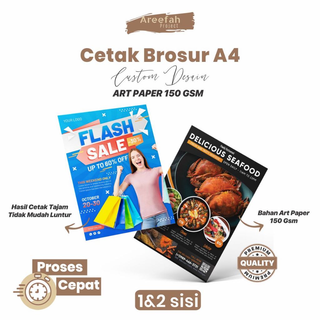 

Areefah Cetak Brosur Custom A4 / A5 / A6 | Desain Bebas | Brosur Promosi Usaha & Event
