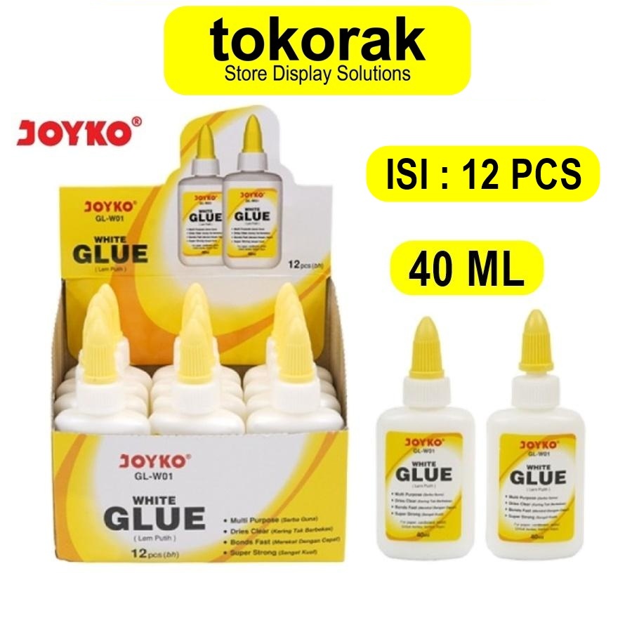 

JOYKO LEM PUTIH 40 ML JOYKO WHITE GLUE MULTI PURPOSE 40ML ISI 12 PCS LEM KERTAS PRAKARYA GL-W01 LEM CAIR
