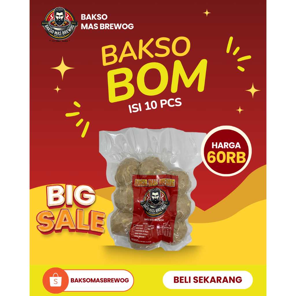 Bakso Mas Brewog – Bakso Bom Isi 10pcs Daging Sapi Cincang Asli Premium Frozen dari Kuningan