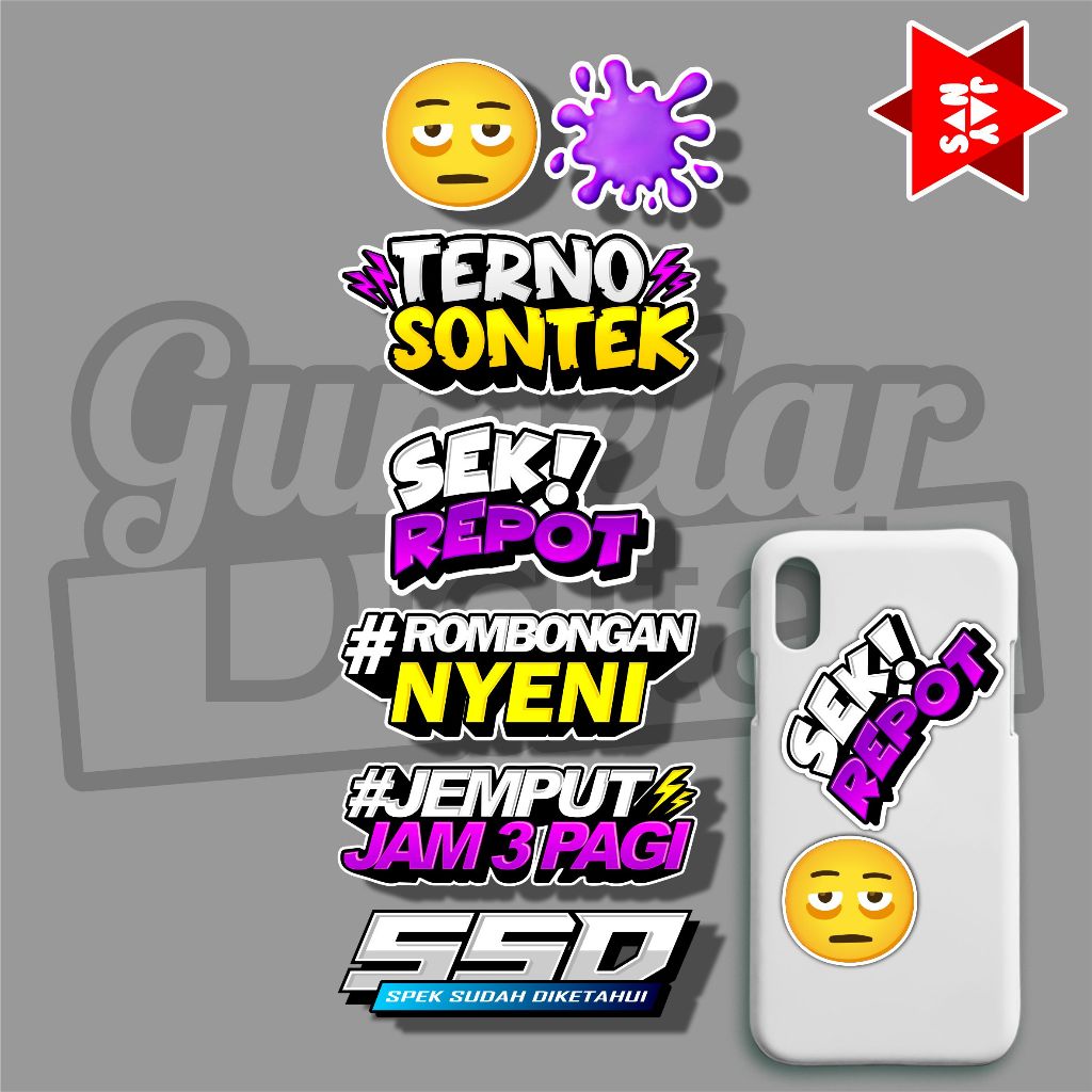 

Sticker Pack TERNO SONTEK JEMPUT JAM 3 PAGI SEK REPOT Tahan Air Panas