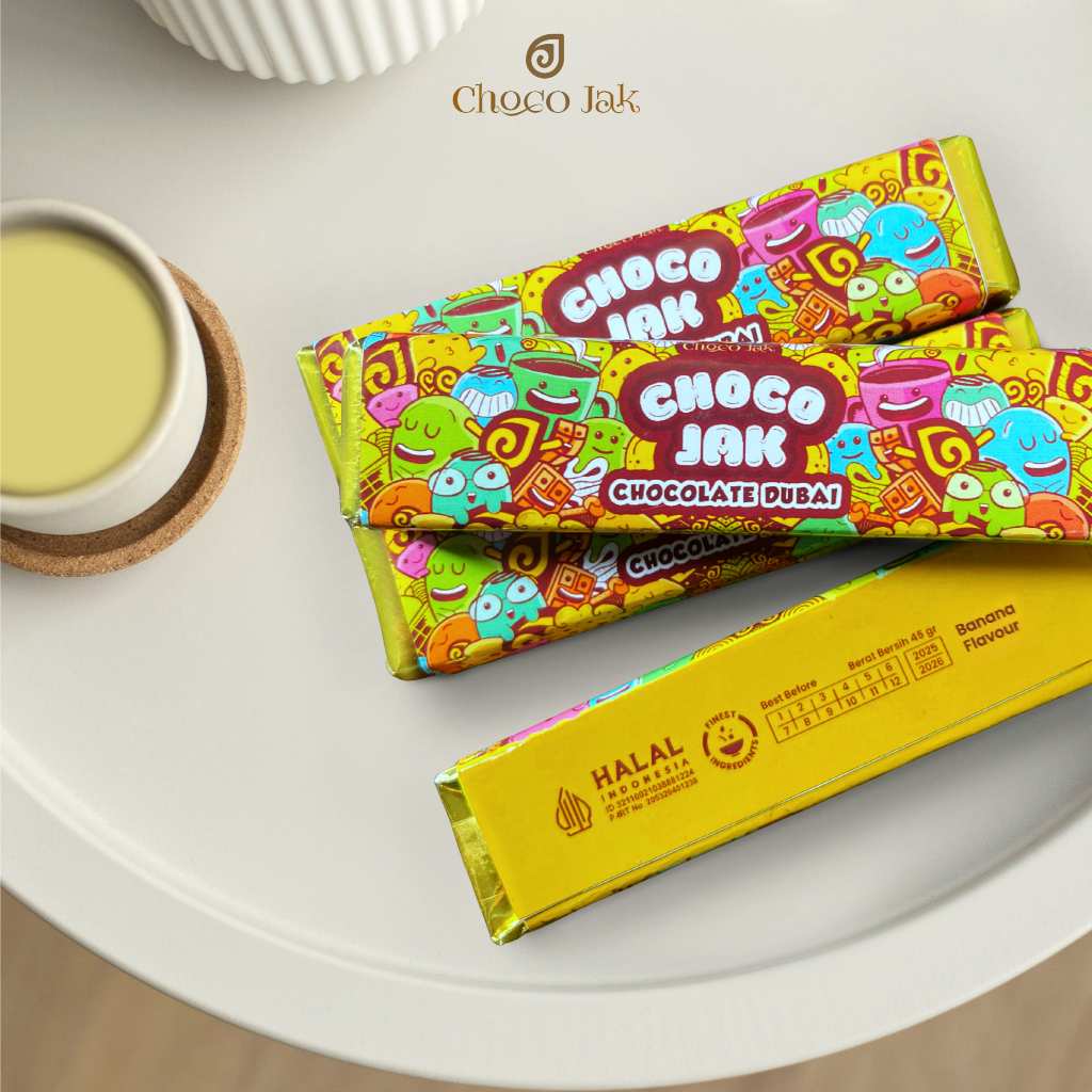 

Coklat Dubai Fruit Viral Choco Jak Ceria | 45 GRAM | Coklat Viral | Rasa Banana | Enak dan Lezat | Snack Cokelat Crunch