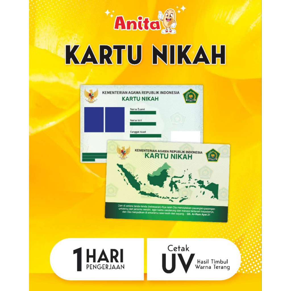 

ID CARD UV KARTU NIKAH BPJS Cetak Full Color Warna Tajam Tahan Air & Goresan Bahan PVC Berkualitas Tinggi Ukuran Standar 8,56 cm x 5,4 cm Cetak Warna Terang Timbul