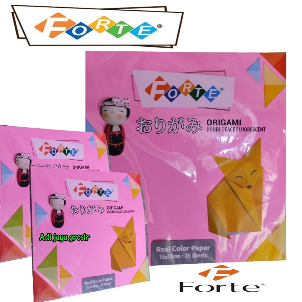 

kertas ORIGAMI FORTE 1 pack berisi 25 sheets dengan dua sisi warna ukuran 15 cm x 15 cm