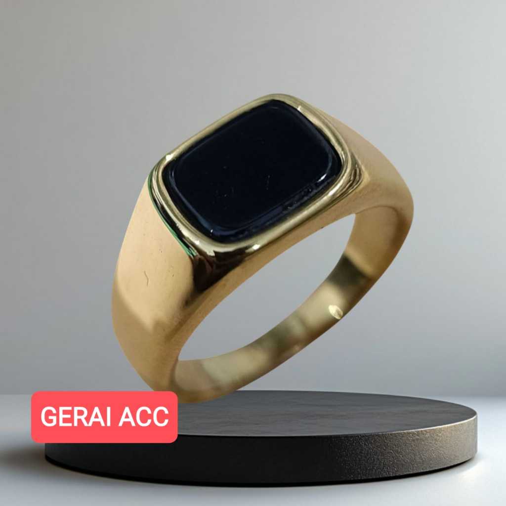 CINCIN TITANIUM BATU ONIX HITAM MODEL KOTAK PRIA TERLARIS KODE CT04