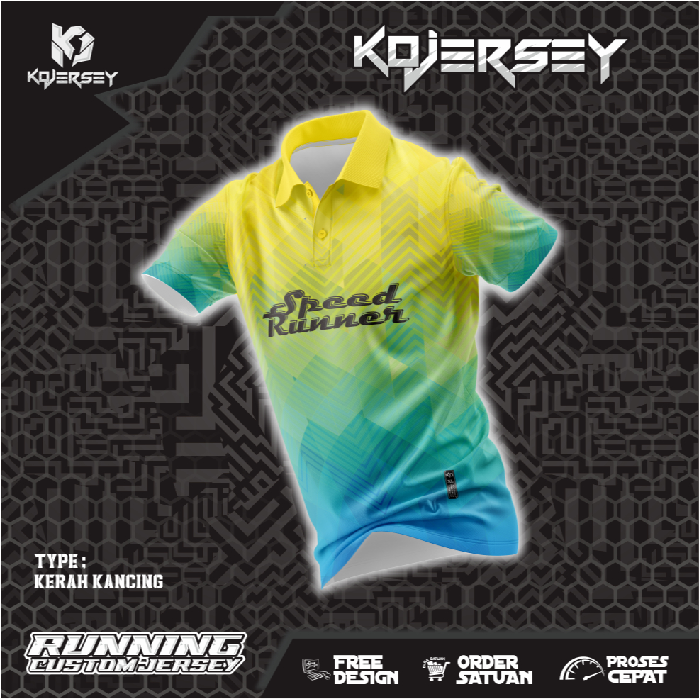 JERSEY RUNNING SPEED, BERKERAH FULL PRINTING
