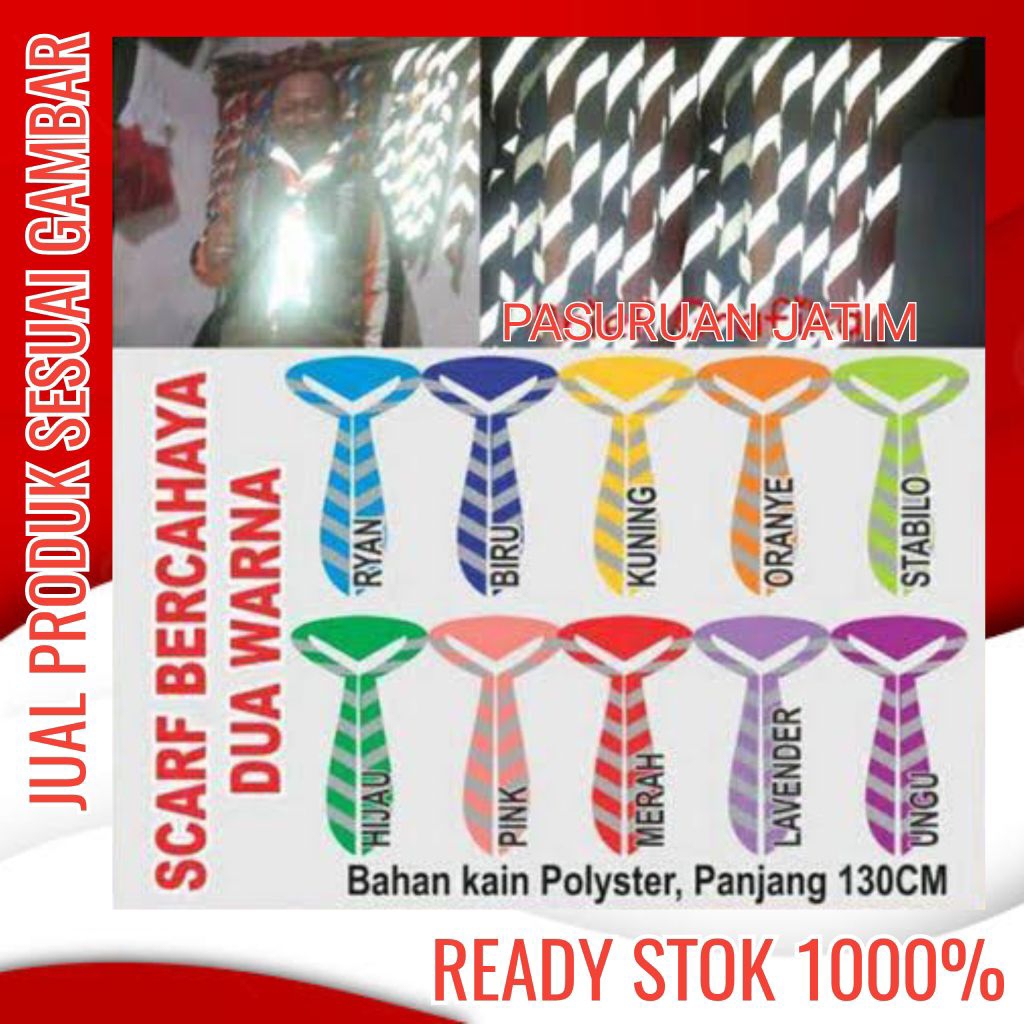 scarf bercahaya menyala 2warna syal pramuka bandana