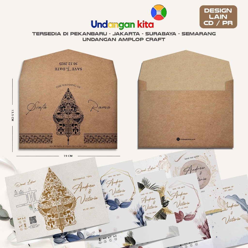 

Undangan Kita Sumatera Undangan Amplop Craft + Jasmine Glitter Softcover Rustic Elegan Murah
