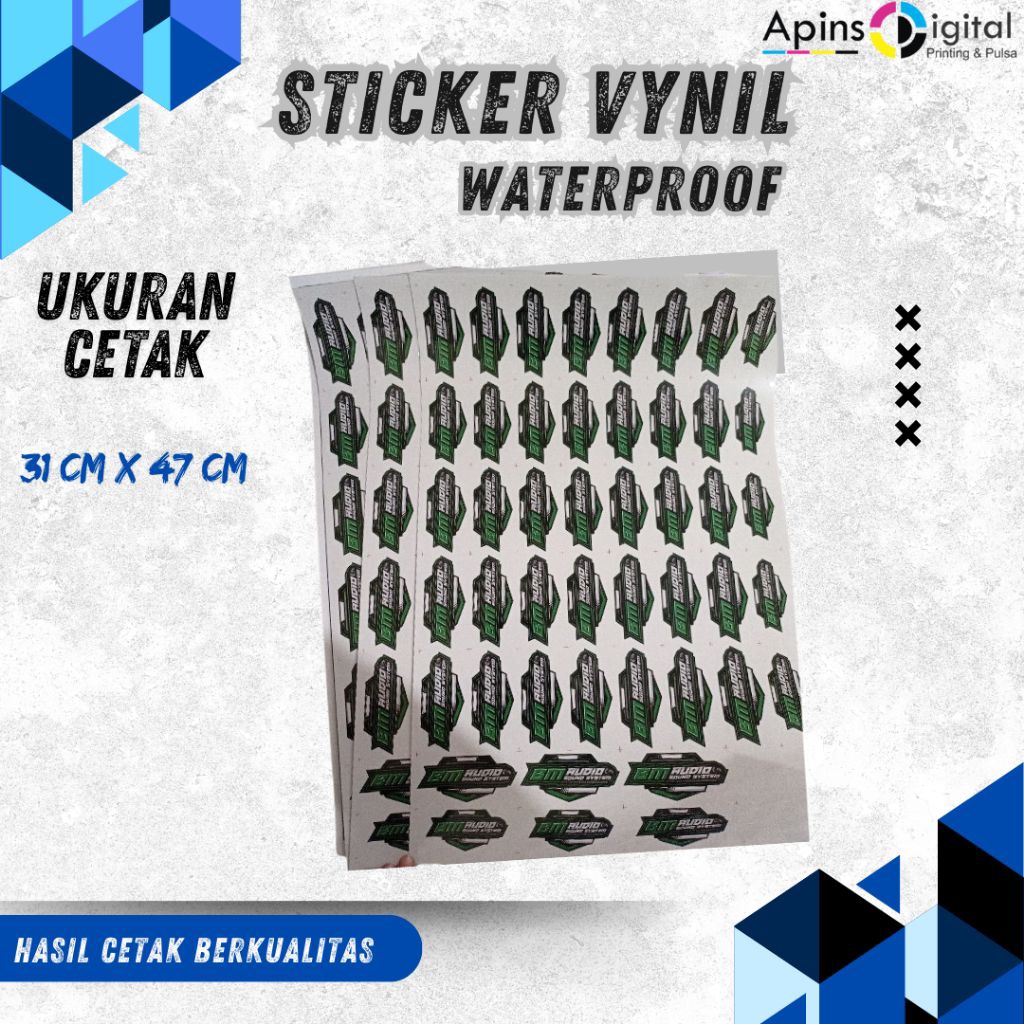 

Cetak Sticker Vynil waterproff A3 Doff/Glossy/Transparant