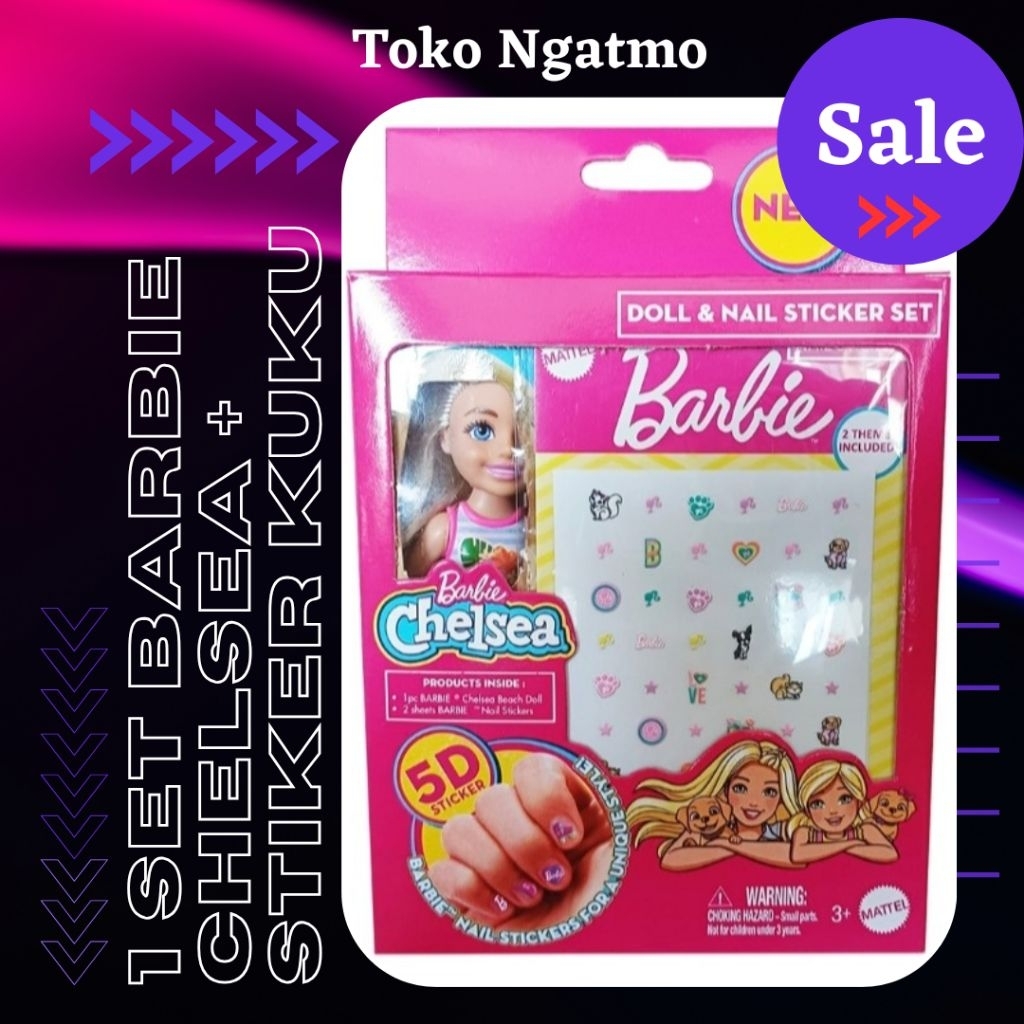 1 Set Boneka Barbie Chelsea + Stiker Kuku
