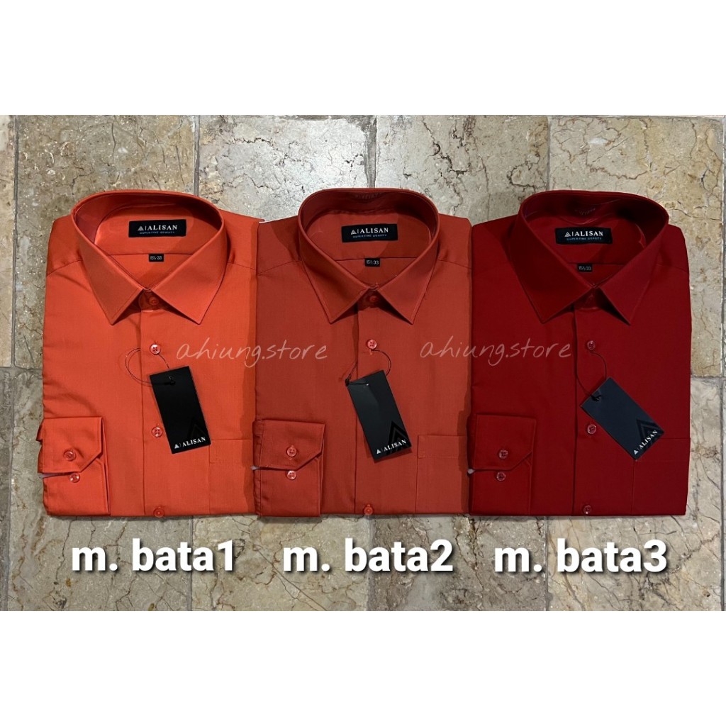 ALISAN REGULAR - KEMEJA POLOS LENGAN PANJANG PRIA WARNA MERAH BATA1 / BATA2 / BATA3