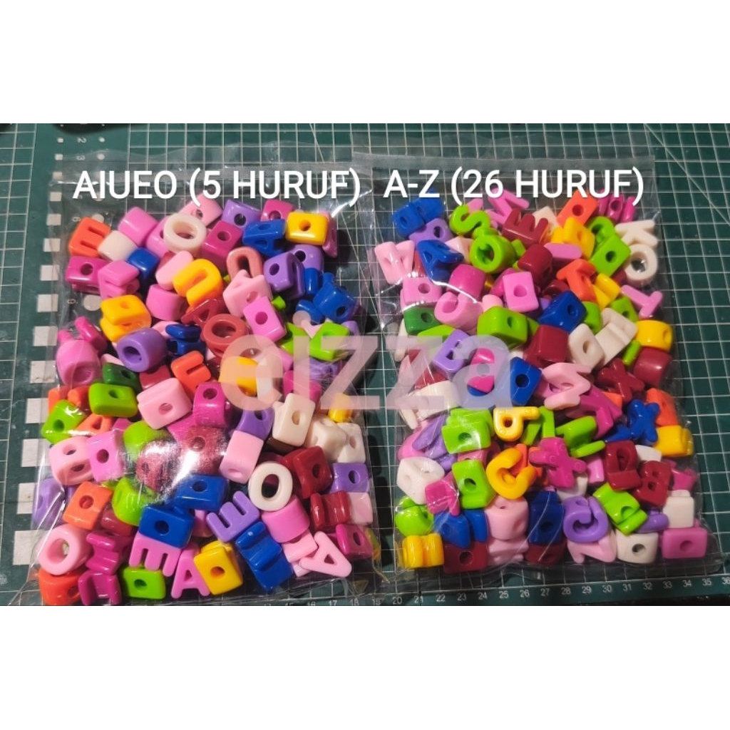 #AB03#MANIK ALPHABET MANIK HURUF/3D LETTER BEADS  (MIX A-Z)