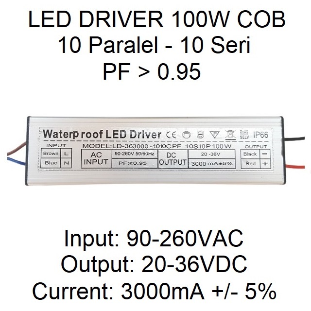 Led Driver 100W 3000mA DC20-36V WP PF 0.95