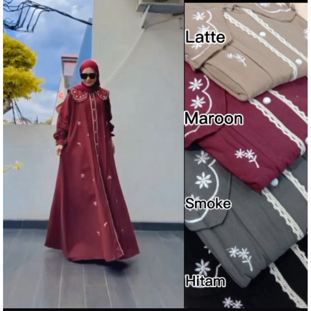 GAMIS BORDIR BUNGA KERAH