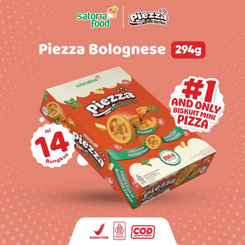 

Snack Piezza Bolognese Beef Pepperoni Truffle Mushroom 294gr (21gr x 14 bungkus) | Biskuit Cemilan Pie Mini Rasa Pizza
