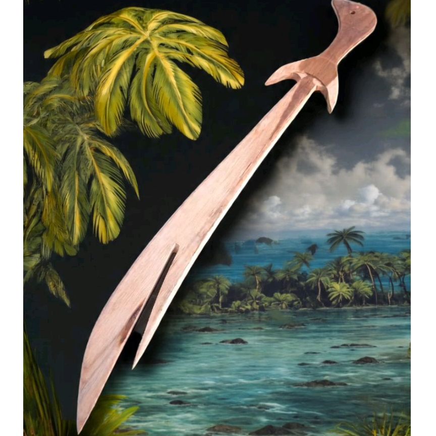 mainan pedang kayu bermata dua panjang 70cm