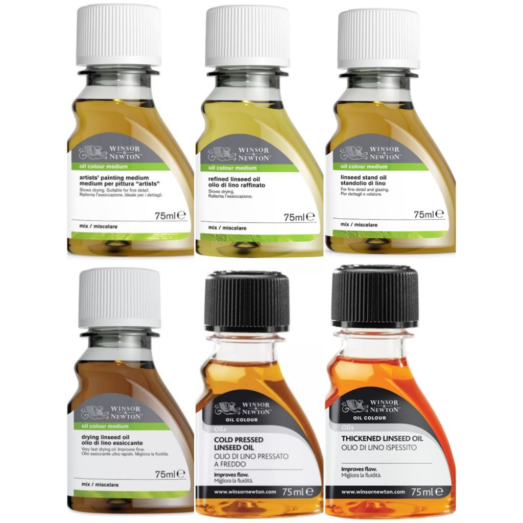 

Medium Oil Winsor & Newton 75ml # Artists' Painting Medium / Refined Linseed Oil / Drying Linseed Oil / Linseed Stand Oil / Cold Pressed Linseed Oil / Thickened Linseed Oil