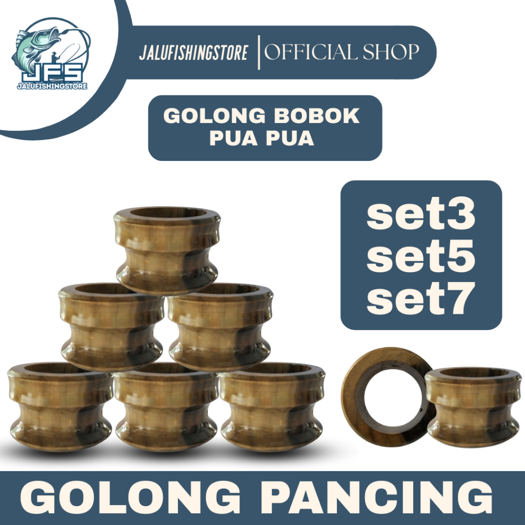 Golongan Pancing Lentud Bobok Pua Pua Lubang Besar | Gulungan Kayu Senar Pancing | Set 3 | Set 5 | S