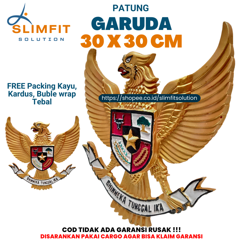 Garuda Pancasila 30CM Hiasan Dinding Lambang Fiber Lambang Negara Burung Garuda Gold Fiber