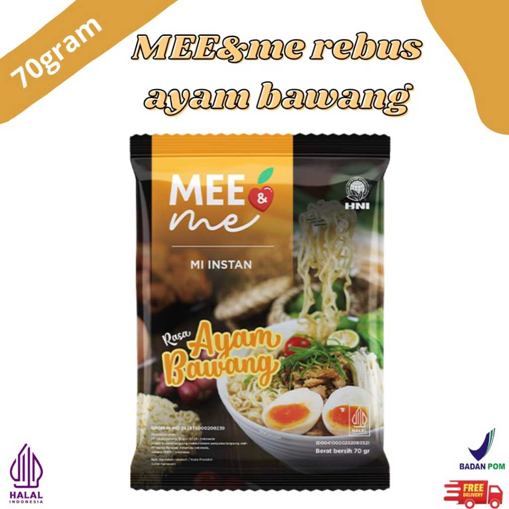

MIE Instan HNI mee & me NON MSG SEHAT - MIE REBUS AYAM BAWANG Eceran 1pcs