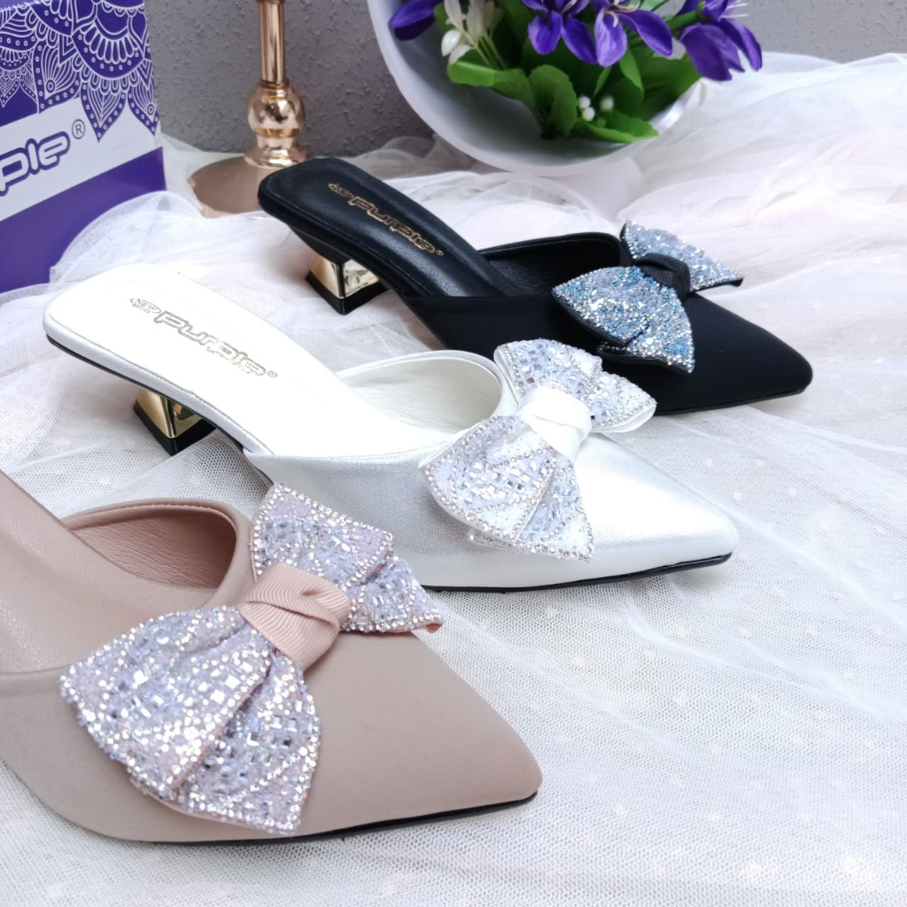 Purple Shoes - Cinderella Sandal Bustong Pesta Wedding Canmore Best Seller / Sandal Pesta Wanita