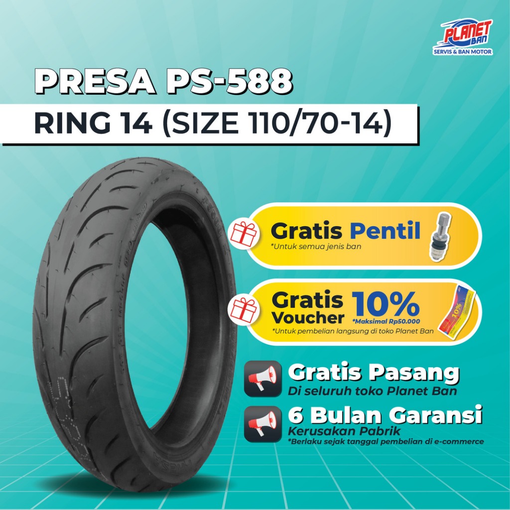 Ban Motor Ring 14 - 110/70 Presa PS-588 (Ban Motor DEPAN PCX 160, ADV 150 / 160)