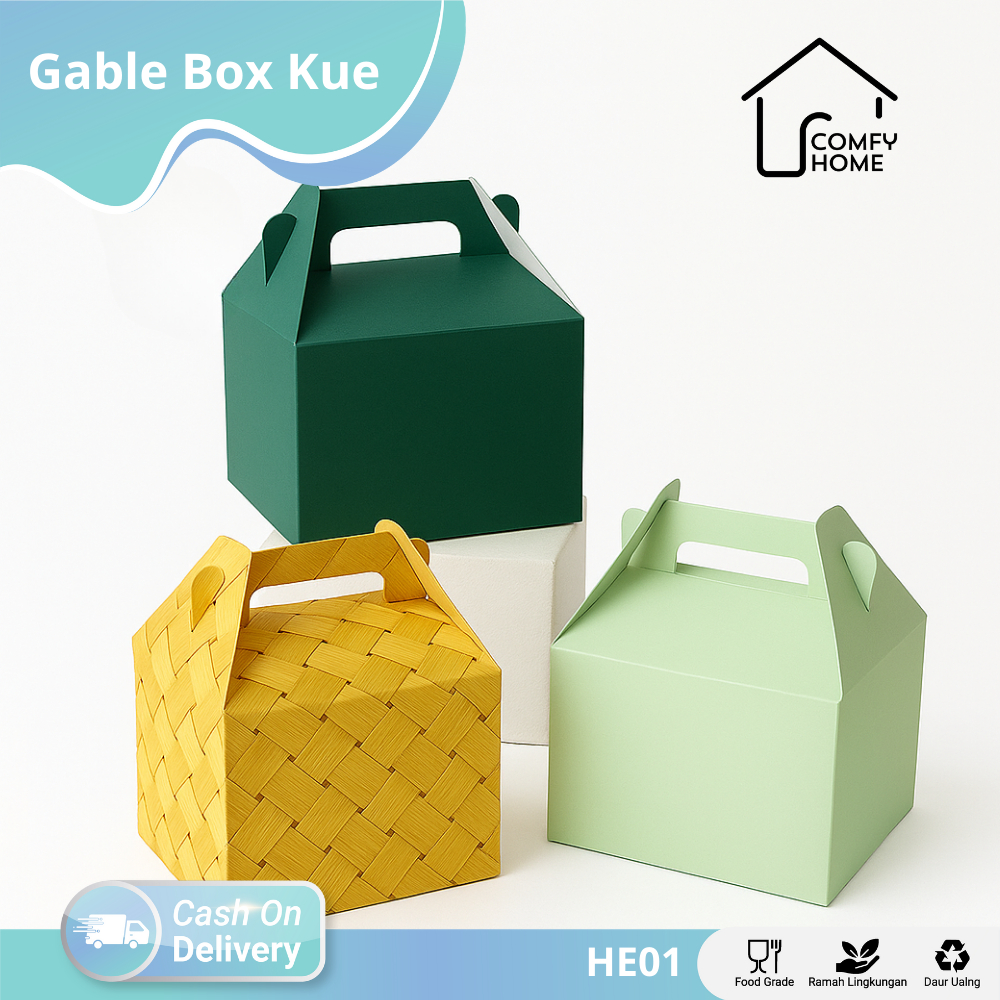 Gable Box Kue / Box Kue Gable / Kotak Kue Gable / Box Snack / Box Hampers | HE01