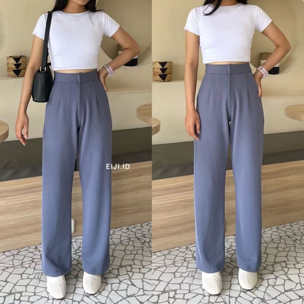 Celana Panjang Wanita Highwaist Knit Premium Cozy Pants Kulot Modern