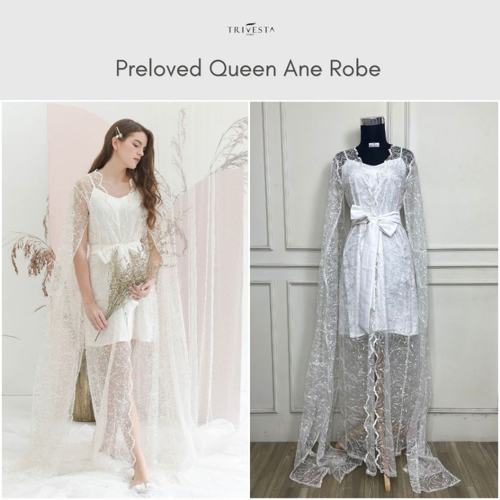 Trivesta Robes Preloved - Second Secondhand Wedding Kimono Bride Robe Pengantin Gaun Brokat Lace Org