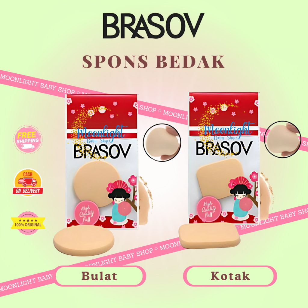 Brasov Spons Bedak Bulat | Kotak - 1 Pcs Sponge Puff Make Up Tools Fondation