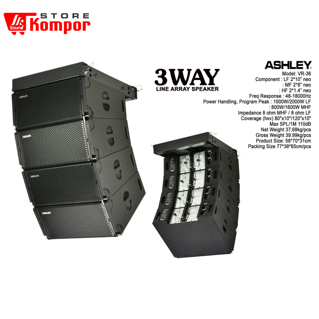 SPEAKER PASSIVE LINE ARRAY ASHLEY VR36 3 WAY SYSTEM ORIGINAL / ASHLEY VR 36