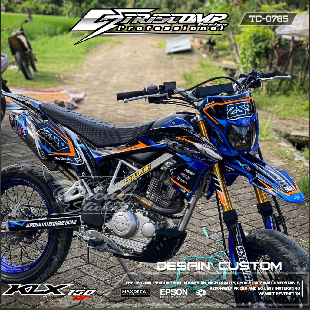 Sticker KLX BF Decal Body KLX 150 BF New Bahan Chrome Metalik Silver Fullbody Motif warna Candy Desa
