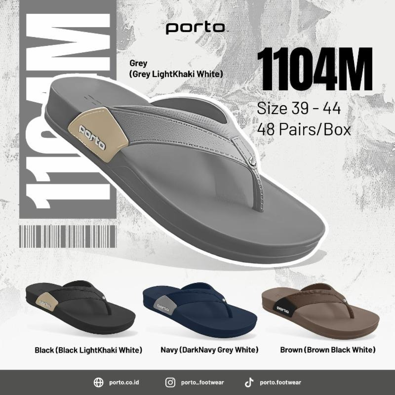 (P.1104M) Sandal Jepit Japit Laki-Laki Simple Sandal Karet Porto Remaja Pria Size 39-44