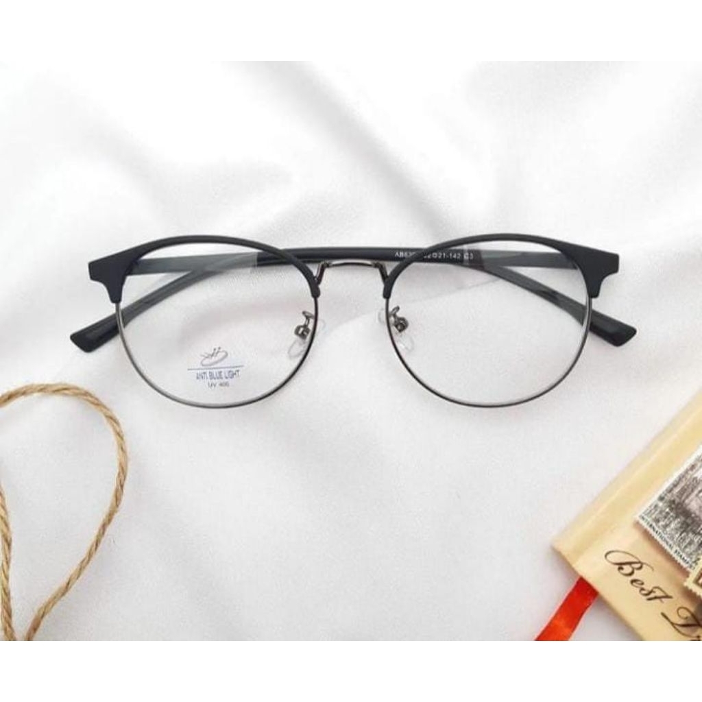 frame kacamata bulat gratis lensa singel/minus/cyl/plus/radiasi/photocromik/blucromik/untuk setiap p