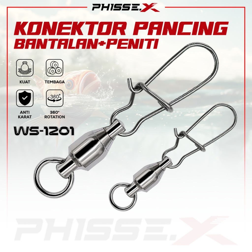 PHISSE.X Swivel Pancing Kuat + Pengait Peniti WS-1201/Alat Pancing Peniti Anti Karat 360 Barang Prem