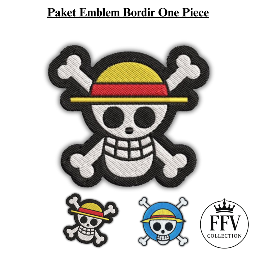 Paket Emblem Bordir One Piece Jolly Roger – Patch Bordir Anime Luffy Topi Jerami Untuk Jaket Tas Top