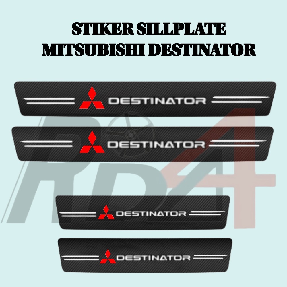 DESTINATOR Sticker Car / Stiker Sillplate Carbon 3D Pelindung Pijakan Pintu Samping Mitsubishi